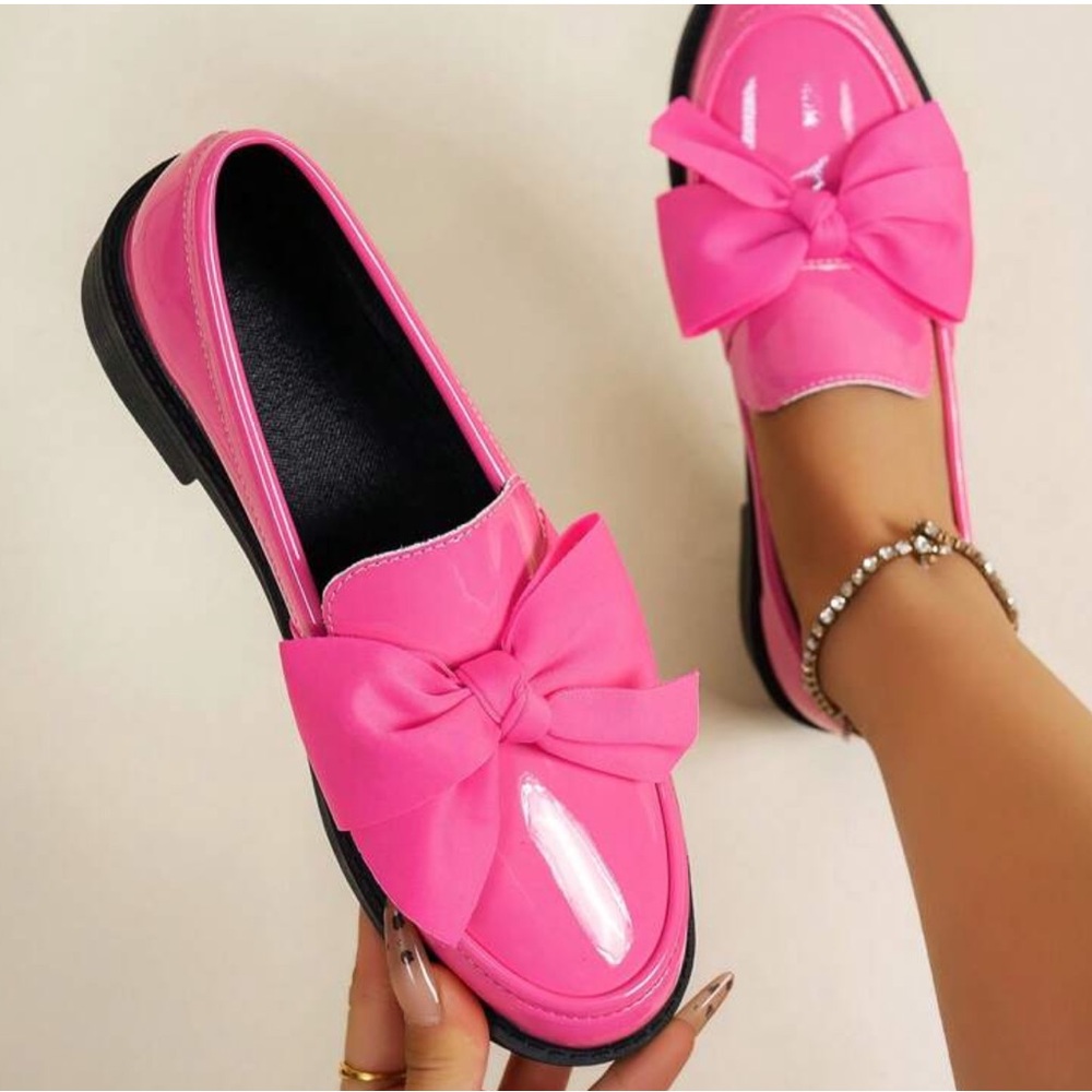 Pink Bow Loafers for Women